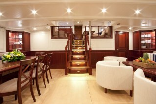 Sailing yacht Annagine - Lower Salon looking aft to Upper Salon